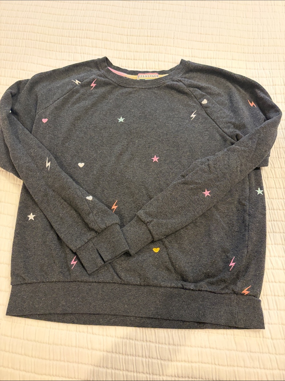 PJ Salvage Embroidered Long Sleeve Top, size XS